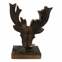Reindeer head on stand recycled wood(5649)