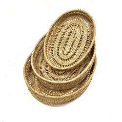 Oval tray rattan S/3 (3859)