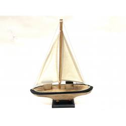 Boat with sail 35cm nat/bl (7503)