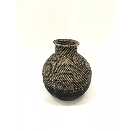 Vase rattan/wood L H48cm (80064)
