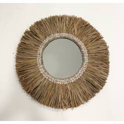 Mirror w shell/grass D60cm(801294)